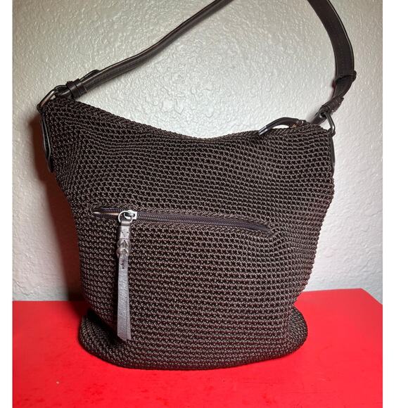 THE SAK SEQUOIA CROCHET HOBO COFFEE LEAF SHOULDER TOTE BAG PURSE MSRP $125 - Picture 4 of 9